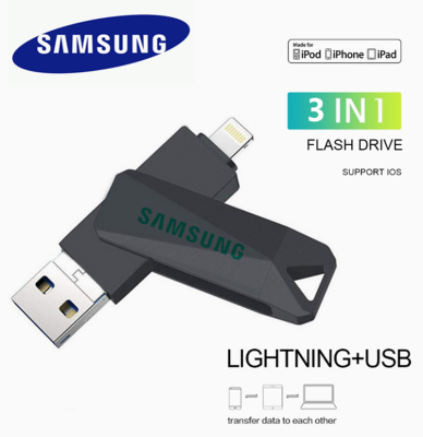 Samsung แฟลชไดร์ฟ USB ขนาด512GB 1TB โลหะความเร็วสูงสำหรับ IPhone14/13/12/11/X/ 8/7/6 /iPad แอนดรอยด์ชิ้น