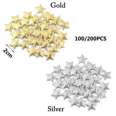 SUER 100200pcs Home&amp;Garden Stars Ornaments GoldSilver Foam Embellishments Fabric stars Party Decoration DIY Scrapbooking Embossing Crafts Jewelry Material Hair AccessoriesMulticolor