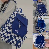 Backpack School Bag Travel Checkered Large Japanese Korean Style Ladies Just Klein Blue ins Niche Design Female Checkerboard Student Capacity High