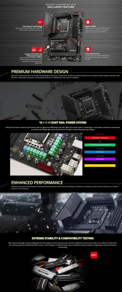 MSI MAG B660 Tomahawk WiFi DDR4 Gaming Motherboard (ATX, 12th Gen Intel  Core, LGA 1700 Socket, DDR4, PCIe 4, 2.5G LAN, M.2 Slots, Wi-Fi 6)