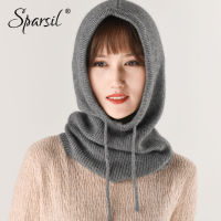 Sparsil 2018 Winter Cashmere Knitted Hat Scarf Men Women Collar Scarves Drawstring Hats New Autumn Unisex Soft Thick Neck Warmer