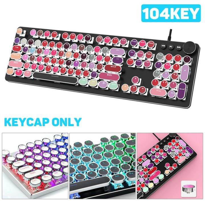 《Miss qi's keycap》104 Keys Retro Round Keycaps Double Shot DIY