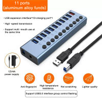 แท่นวางมือถือ Usb ฮับกับสวิตช์เดี่ยวความเร็วสูง Usb 3.0 Hub พร้อมสวิตช์เปิด/ปิด11พอร์ตเหมาะสำหรับแล็ปท็อป Pc Hdd มือถือ