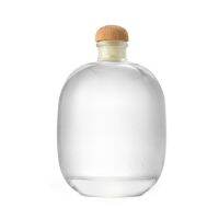 250ML Clear/frosted design lead-free glass bottle with wooden lid home wine decanter for Liquor Scotch Bourbon