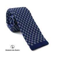 Giorgio Del Sarto Knitted Necktie Blue- Grey with Fabric Texture เนคไทไหมพรมสีน้ำเงิน-เทามีเท็กเจอร์