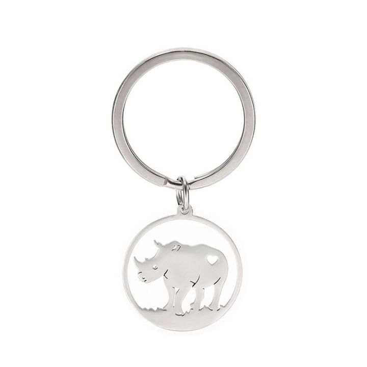 titanium-steel-animal-modeling-keychain-rhinoceros-koala-cat-stainless-steel-pendants-fashion-men-women-bag-car-key-ring-jewelry-key-chains