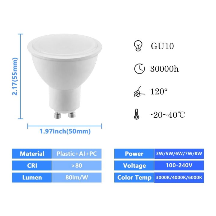 1-10pcs-led-spot-light-gu10-100v-240v-3000k-4000k-6000k-3w-8w-replacement-100w-halogen-lamp-for-kitchen-studio-bathroom