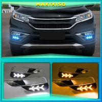 กันชนมีไฟวิ่งกลางวันสำหรับรถ Honda CRV CR-V 2015 2016ไฟ LED DRL หน้าไฟตัดหมอกสัญญาณเลี้ยวสีเหลือง