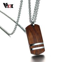 《 DTOU Fashion 》 Vnox สร้อยคอผู้ชาย Rosewood ยอดนิยมจี้ไม้ที่มีคุณสมบัติไม่ซ้ำใคร Amp;