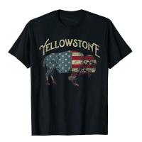 【New】Vintage Yellowstone National Park Retro เสื้อยืดสไตล์จีนฝ้ายผู้ชายเสื้อแฟชั่นยอดนิยมเสื้อ T