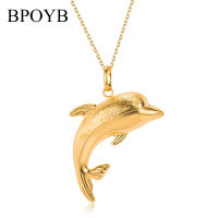BPOYB Sparkling Pure Gold Vacuum Plating Charm Dubai Africa Dolphin Necklace Pendant For Women Men Luxury Jewelry