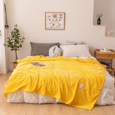 Bonenjoy Yellow Summer Blankets on the Bed Coral Fleece Blanket for Sofa Queen King Single Size couverture de lit Soft Plaids