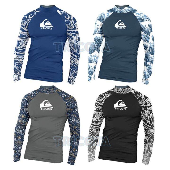 Men Rash Guard Surfing Diving Suits Swimwear Long Sleeve Suit UV