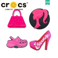 Barbie Jibbitz cross charms สีชมพู เด็กผู้หญิง ซีรีส์รองเท้า หัวเข็มขัด รู อุปกรณ์เสริมรองเท้าน่ารัก