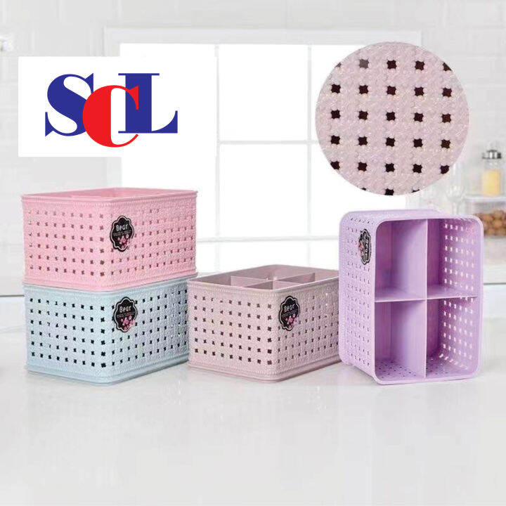 4 GRID PASTEL COLOR WEAVE DESIGN MULTIPURPOSE HOLDER/DESK ORGANIZER 