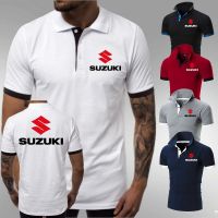 SUZUKI เสื้อโปโลแขนสั้น คอปก แบบเข้ารูป แฟชั่นฤดูร้อน สําหรับผู้ชาย