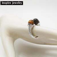 Inspire Jewelry ,แหวนชุบเงินอย่างหนาพิเศษเคลือบอีโค้ต เพื่อความคงทนแข็งแรง ใส่ดี ไม่ดำ ฟรีไซด์ หินไทเกอร์ อาย หรือหินตาเสือ งานHand Made