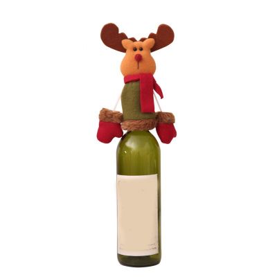 ฝาครอบขวดไวน์ถักลายคริสต์มาส,ลูกบอลผูกโบว์กวางเอลก์ชุดไวน์มนุษย์หิมะสำหรับตกแต่งของขวัญสุขสันต์วันปีใหม่ JPZ3824เครื่องมือบาร์ไวน์
