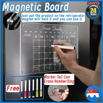 Magnetic Dry Erase Refrigerator Calendar with Markers- Monthly Fridge  Calendar and Today List, Fridge Whiteboard with Back Magnet - Color Planner  White Board 