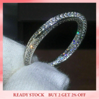 AROMANI【Ready!】Hot ขายยี่ห้อใหม่ Vintage แฟชั่นเครื่องประดับ925เงินสเตอร์ลิง Pave สีขาวใส5A Cubic Zirconia แหวนแต่งงานแหวนของขวัญ