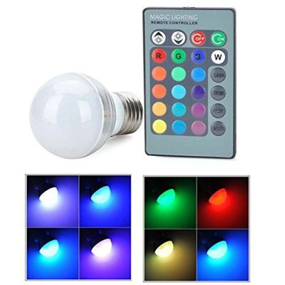 【✱2023 HOT✱】 yanjina85828158 E27 E14 3W Led 16เปลี่ยนสี Rgb หลอดไฟมหัศจรรย์โคมไฟ85-265V 110V 220V Rgb ไฟสปอตไลท์ Led 24ปุ่มรีโมทคอนโทรล Ir