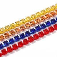 1 Yard SS6/SS8/SS12 Colorful Rhinestone Chain Glass Rhinestones Trimming Crystal Cup Chain For DIY Sewing Clothes Accessories