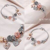 A31 สร้อยข้อมือ BEAUTIFUL LOVE FLOWER สายเงิน ไม่ลอก ไม่ดำ สายปรับไม่ได้ จัดส่งทุกวัน