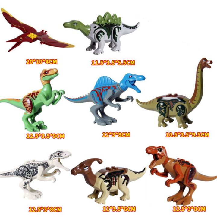 8-ชิ้นไดโนเสาร์หน่วยการสร้างของเล่น-buildableไดโนเสาร์หน่วยการสร้างตัวเลขt-rex-t-riceratops-velociraptor