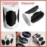 TIINSOO 150pcs/roll บ้าน เครื่องเทศ กระดานดำ โคลน แท็กขวด สติ๊กเกอร์ฉลาก ป้ายกระดานดำ ปากกามาร์กเกอร์