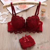 【Ready Stock】 ☼ C15 READY STOCK Women Push Up Bra Set Floral Lace Underwire Brassiere Outfit