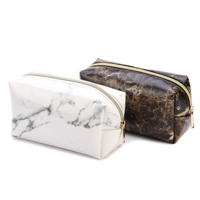 ”【；【-= Large Cute Pencil Case Pouch Pen Box Zipper Bags Marble Makeup Storage Supplies For Student