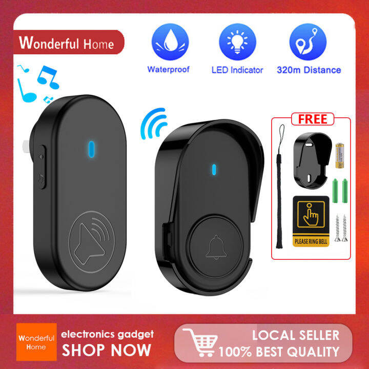 Wireless doorbell with waterproof cover IP55 waterproof 320M distance ...