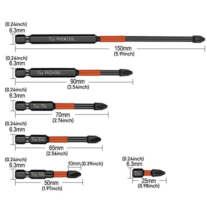 6pcs-25-150mm-electric-screwdriver-magnetic-batch-head-s2-alloy-steel-high-hardness-non-slip-driver-cross-hand-tools-set-screw-nut-drivers