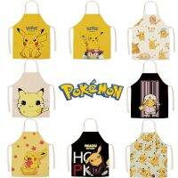 ✘ ♠ Pokemon Pikachu ผ้ากันเปื้อนผ้าลินินครัวบ้านทำอาหารบ้านรอยเปื้อนหลักฐานแขนกุดเกมอะนิเมะ Perip