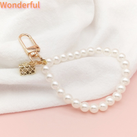 ?【Lowest price】Wonderful พวงกุญแจห้อยกระเป๋าแก้วมุกน่ารักจี้ห้อยโทรศัพท์มือถือฝาครอบหูฟังพวงกุญแจ