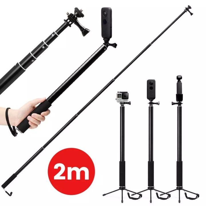 ควบคุมการถ่ายภาพอย่างเป็นอิสระ-360-ไม้เซลฟี่แบบยืดหดได้-3m-invisible-selfie-stick-สำหรับกล้อง-action-camera