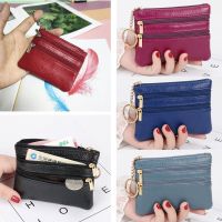 LE6Y อเนกประสงค์ Women Clutch Short Small หนัง PU Card Holder Mini Coin Purse Keychain Wallet Money Bag