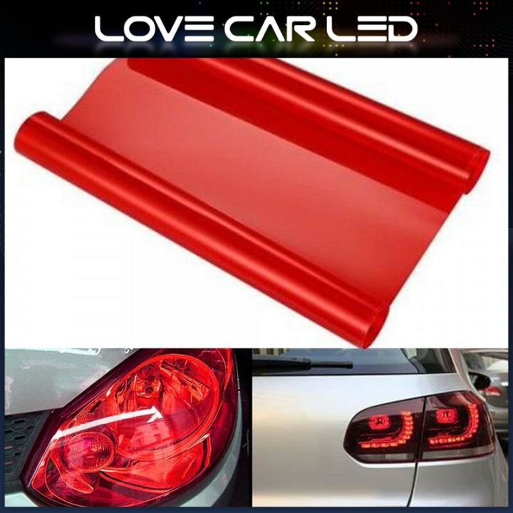 30CM X 100CM Red Tint Headlights Tail Lights Fog Lights Vinyl Overlay