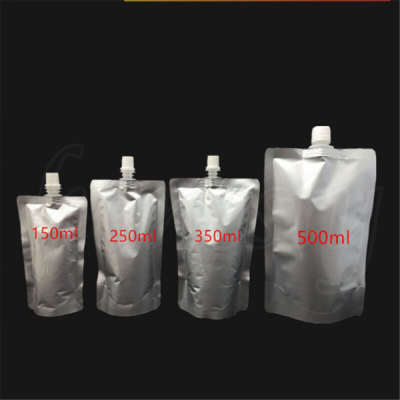150~500ml Foil Spout Bag Stand Up Pouches Liquid Bag Flask Pouch With Cap Silver