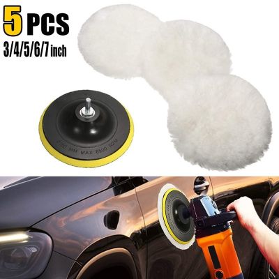 【YF】♧┇  5Pcs Car Polishing Set Wool Buffing 3/4/5/6/7 Inch Disc for Polisher Paint Waxing