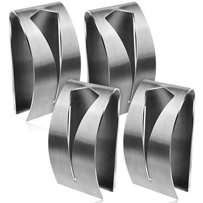 【YF】 4 Pieces Self Adhesive Towel Hook Holder Grabber Stainless Steel Kitchen Dish Wall Mount Non-Drilling
