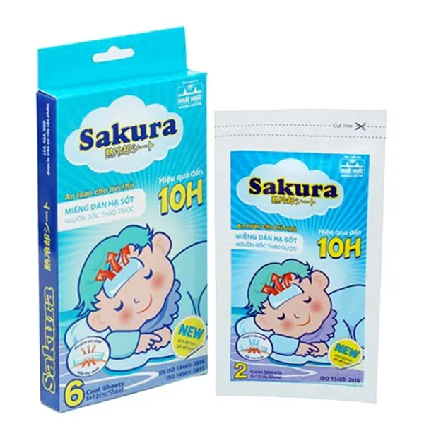 1 Hộp 6 miếng dán hạ sốt Sakura - an toàn cho trẻ em và người lớn ...