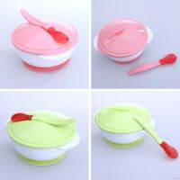 BOBORA Baby Feeding Bowl with Sucker and Temperature Sensing Spoon Dishes Slip-resistant Suction Cup Bowl