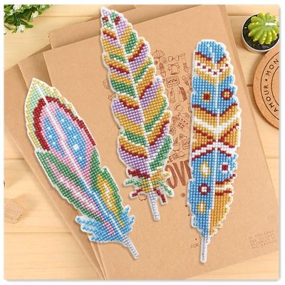 Feathers patterns on both sides bookmarks cross stitch kit counted 18ct 14ct Plastic Fabric needlework embroidery Craft kit