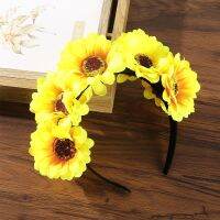 【YF】 Haimeikang Sunflower Crown Headdress Bridesmaid Flower Headband Wedding Hair Accessories Fashion Bridal Garland Beach Headpieces