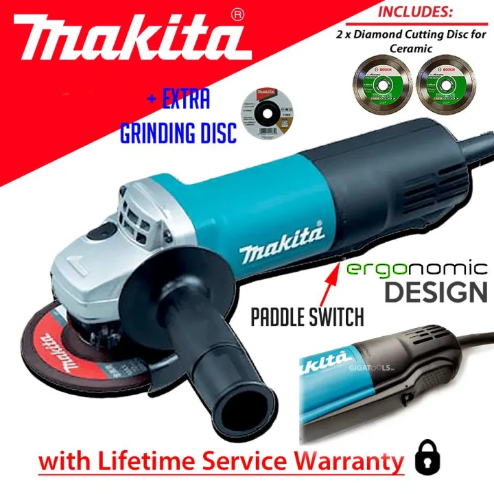 Makita 9556HP Angle Grinder 4 840W with Grinding Disc, 2 pcs Diamond