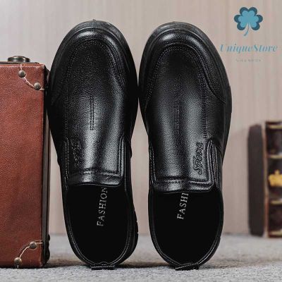 Men shoes รองเท้าหนัง PU ของแท้ พื้นยางดิบ สีดำ สีน้ำตาล ไซส์ 39-44 รองรับการเก็บเงินปลายทาง✌