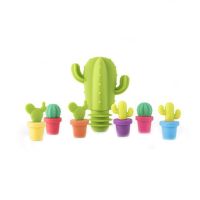 7 Pcs ซิลิโคนขวดไวน์ Sper Cactus รูปแชมเปญ Sper เครื่องดื่มบาร์การเก็บรักษาเครื่องมือเครื่องปิดผนึกไวน์สุ่ม Color