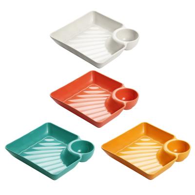 4 Pcs Chamber Board บนโต๊ะอาหารพลาสติกแผ่น Dumpling Dishes ผลไม้ Platter ซูชิเสิร์ฟ Gold Dessert Storage Home