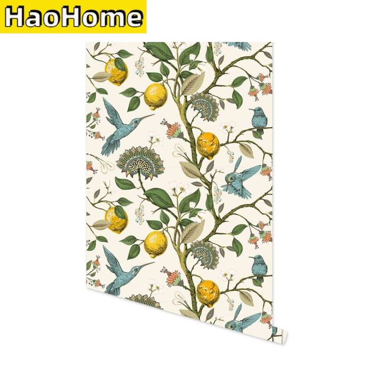 blue-bird-self-adhesive-wallpaper-fresh-lemon-tree-peel-and-stick-wallpaper-removable-waterproof-prepasted-wallpaper-wall-mural